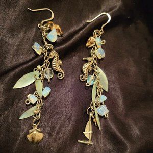 Nautical Beach Inspired Dangle Earrings with Sterling Silver Hooks